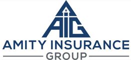 Logo of Amity Insurance Group with blue initials AIG and house icon.