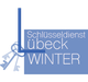 Blaues Logo mit drei Schlüsseln und dem Text: "Schlüsseldienst Lübeck WINTER".