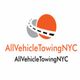 Logo of AllVehicleTowingNYC with an orange and grey road curving around an orange circle.