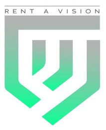 Logo mit grünem Verlauf und Text "Rent a Vision" oben.