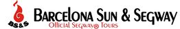 Logo de Barcelona Sun & Segway con texto "Official Segway Tours" y símbolo BS&S rojo.