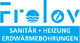 Logo von Frolov: Sanitär, Heizung, und Erdwärmebohrungen in blauem Text mit Symbolen.