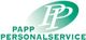 Logo von Papp Personalservice mit grünem Hintergrund und weißem Schriftzug.