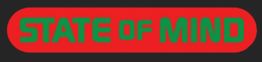 Tekst "STATE OF MIND" in groene letters op rode rechthoekige achtergrond.