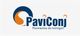 Logo de PaviConj con texto "Pavimentos de hormigón" en fondo blanco.