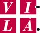 Cuatro cuadros rojos con letras blancas formando "VILA" y puntos negro y blanco a la derecha.
