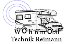 Zeichnung eines Wohnmobils mit Wellenlinien, die vom Dach ausgehen, auf weißem Hintergrund.