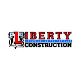 Logo of Liberty Construction with contact info: Haysville, KS 316-390-8447.