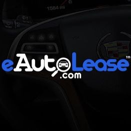 Logo reading "eAutoLease.com" over a dark car interior background.