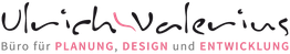 Logo mit Text: "Ulrich Valerius - Büro für Planung, Design und Entwicklung".