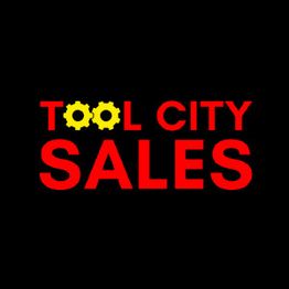 "Tool City Sales logo with yellow gear 'O's on a black background."