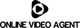Logo with a play button icon and text "Online Video Agent" below it in black.