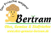 Illustration eines lächelnden Pilzes mit dem Text: "Obst, Gemüse & Südfrüchte".