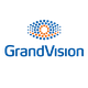 Logo di GrandVision con disegno di un occhio blu e arancione.