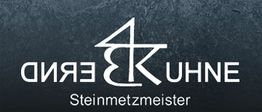 Logo mit Schriftzug „Bernd Kuhne Steinmetzmeister“ auf dunklem Hintergrund.