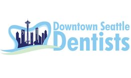 Logo with Seattle skyline in a tooth shape and text "Downtown Seattle Dentists" in blue.