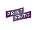 Logo mit dem Text "Print Express" in weiß auf einem dunkelblauen Hintergrund.