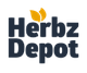 "Herbz Depot logo with a small yellow chicken silhouette above the text."