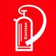 Rotes Icon eines Feuerlöschers mit weißem Umriss und dem Wort "Corsten" darauf.