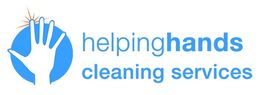 Logo of Helping Hands Cleaning Services with a hand and a blue circle.