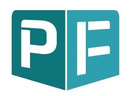 Grafik mit blauen Buchstaben "P" und "F" auf einem zweifarbigen 3D-Würfel.