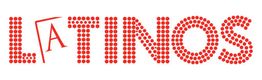 Texto "LATINOS" en puntos rojos, con la letra "A" inclinada hacia la izquierda.