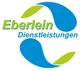 Logo: "Eberlein Dienstleistungen" in Blau und Grün, mit blattartigen Formen daneben.
