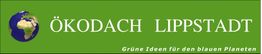 Grünes Banner mit Erde und Text: "ÖKODACH LIPPSTADT. Grüne Ideen für den blauen Planeten".