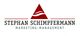 Logo mit rotem Dreieck und Schriftzug "Stephan Schimpfermann Marketing-Management".