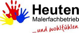 Bunte Handabdrücke und Text "Heuten Malerfachbetrieb ...und wohlfühlen".