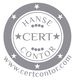Rundes Logo mit Sternen und Text "HANSE CERT CONTOR", Webadresse "www.certcontor.com".