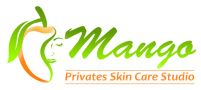 Logo des Mango Privates Skin Care Studio mit Mango-Zeichnung und Gesicht.
