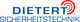 Logo von Dietert Sicherheitstechnik mit blauem Schriftzug und rotem Symbol.