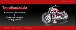 Gebrauchte Motorräder und Transportservice, Website-Header mit rotem Custom-Bike.