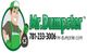 Cartoon worker with a trash bag, "Mr. Dumpster" text, phone: 781-233-3006, website: mr-dumpster.com.