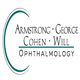 Logo with text: Armstrong, George, Cohen, Will - Ophthalmology, and a curved line design.
