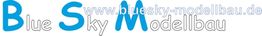 Logo von Blue Sky Modellbau mit Website-Link in blauen und grauen Buchstaben.