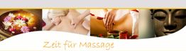 Collage mit Spa-Bildern und der Text "Zeit für Massage" darunter.