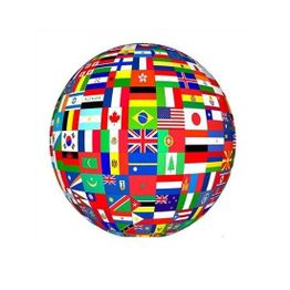 Kugel aus verschiedenen Länderflaggen geformt.