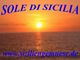 Sonnenuntergang über dem Meer mit Text: "SOLE DI SICILIA" und www.siziliengemuese.de