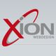 Logo von Xion Webdesign, rotes X mit grauem "ion" und Orbit-Design.