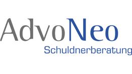 Logo von AdvoNeo Schuldnerberatung in grauer und blauer Schrift.