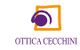Logo di Ottica Cecchini: cerchio viola al centro di un quadrato arancione stilizzato.