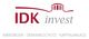 Logo von IDK invest mit Text: Immobilien, Denkmalschutz, Kapitalanlage. Gebäude-Symbol oben.