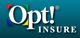 Opt! Insure logo with colorful corners on a teal background.