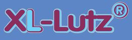 Logo von XL-Lutz auf blauem Hintergrund.