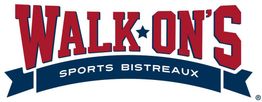 Logo of Walk-On's Sports Bistreaux with red and blue text and a star design.