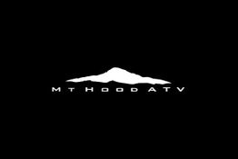 Silhouette of a mountain with the text "Mt Hood ATV" below it on a black background.