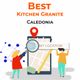 People with device and map, text: "Best Kitchen Granite Caledonia".