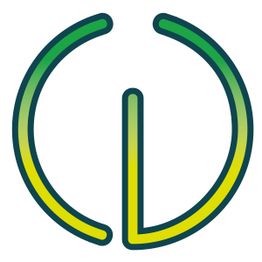 Grünes und gelbes Logo mit geschwungenen Linien und vertikalem Strich in der Mitte.